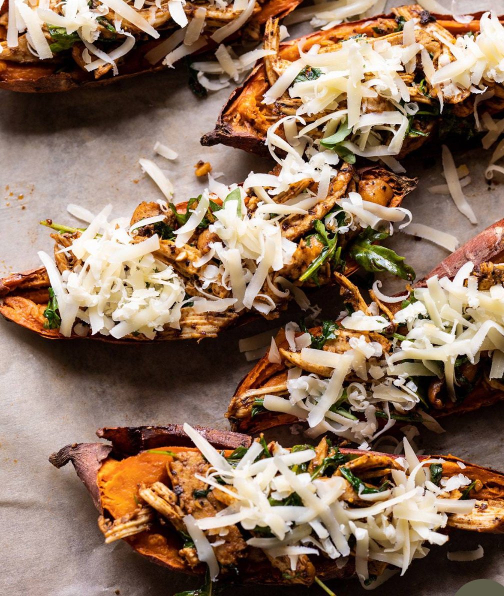 Chipotle Chicken (or Tofu) Sweet Potatoes